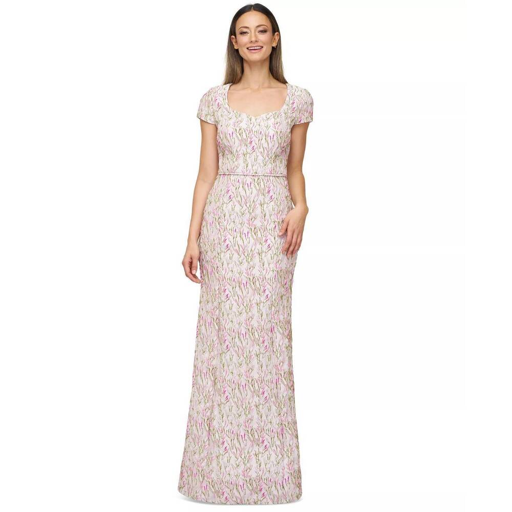 NEW JS COLLECTIONS embroidered sweetheart mermaid gown in white floral